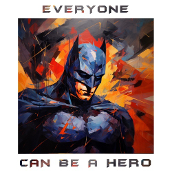 принт PewPewCat с Бэтменом Everyone can be a hero белый
