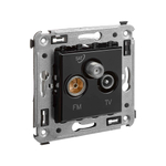 Розетка TV-FM-SAT в стену, "Avanti", "Черный квадрат"