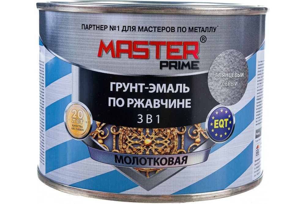 ГРУНТ-ЭМАЛЬ MASTER 3В1 ПО РЖАВЧИНЕ 4,0Л СЕРЫЙ МОЛОТКОВАЯ