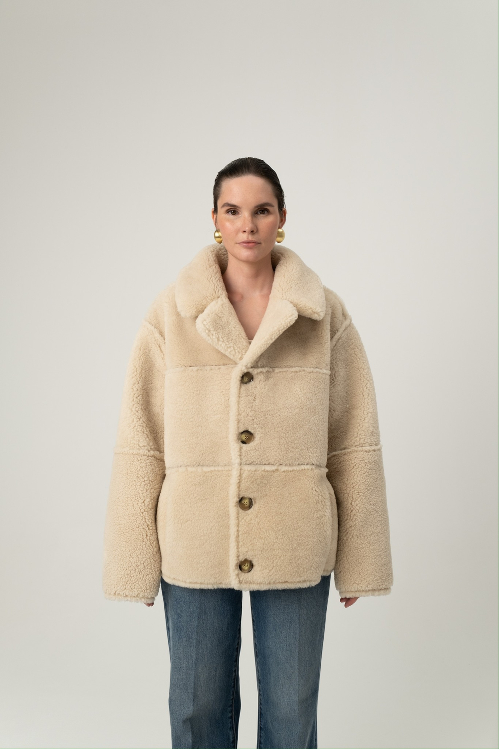 Двусторонняя золотая шуба-дублёнка