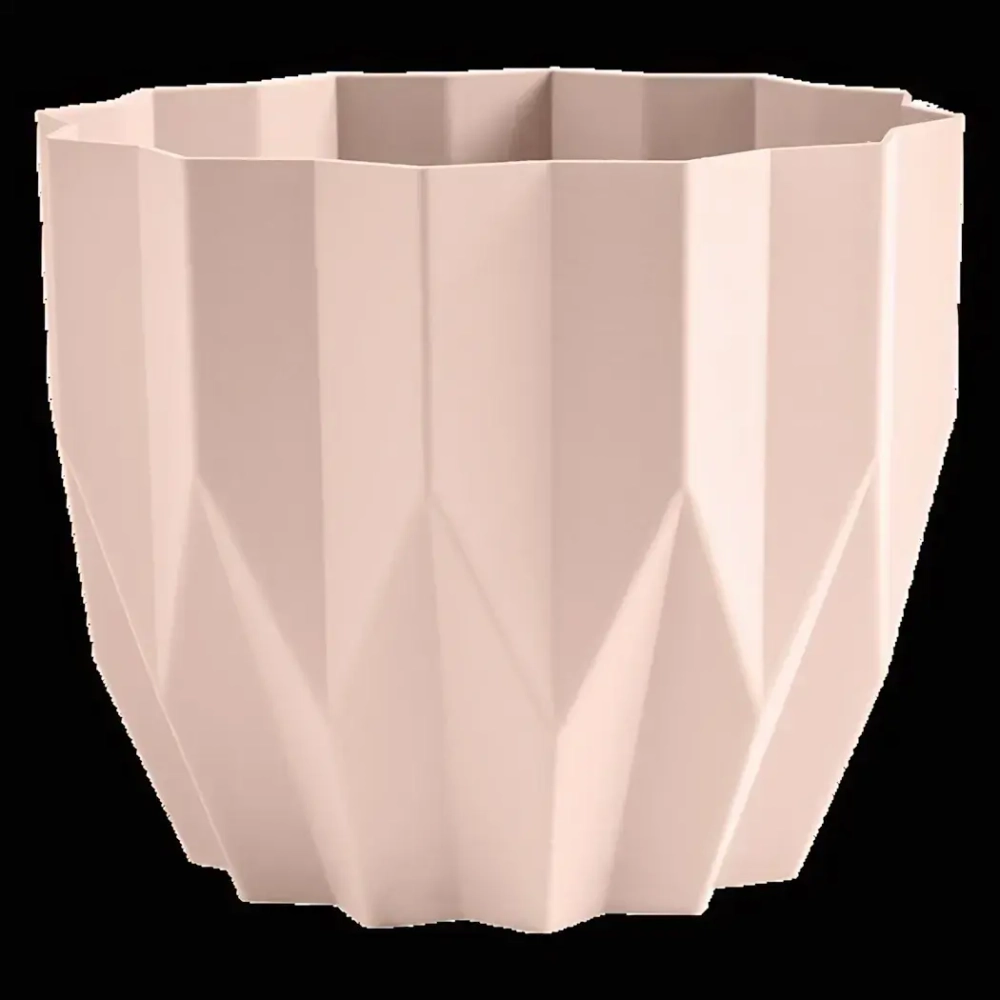 Кашпо для цветов пластиковое 0,8л d-13см «Геометрия» Пудровый