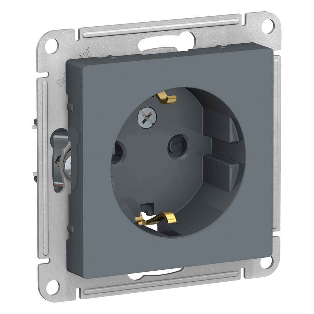 Systeme Electric AtlasDesign Грифель Розетка с/з со шторками, 16А, механизм