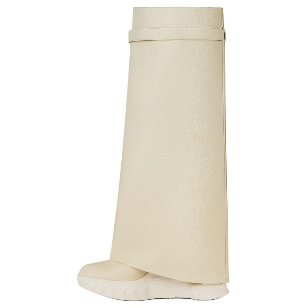 Givenchy Shark Lock Cow Leather Knee high Boots 9cm Women"s Beige