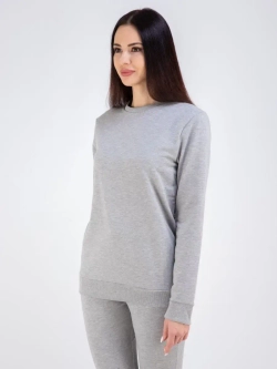 Свитшот без начеса и капюшона однотонный стильный, хлопок