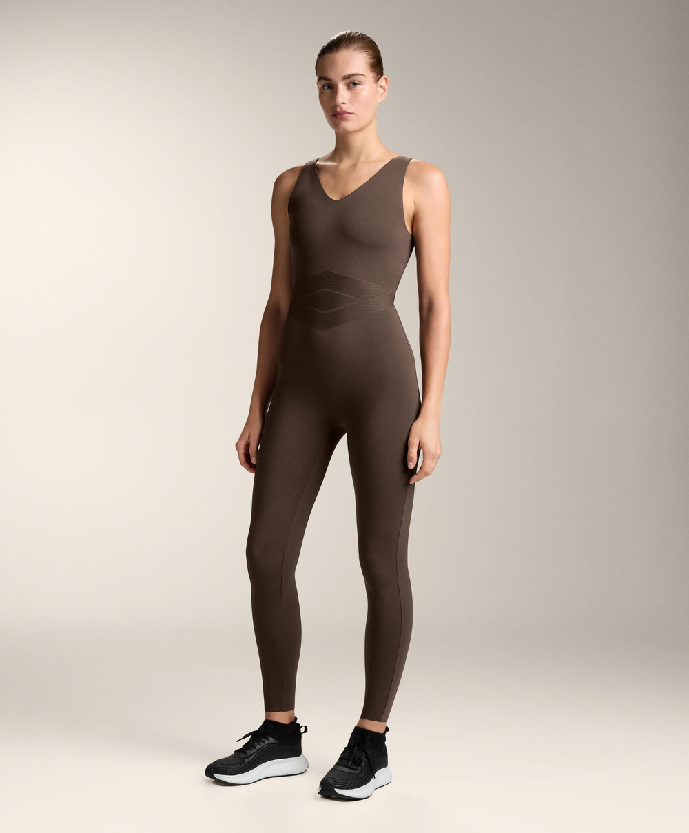 Oysho Компрессионный комбинезон, коричневый