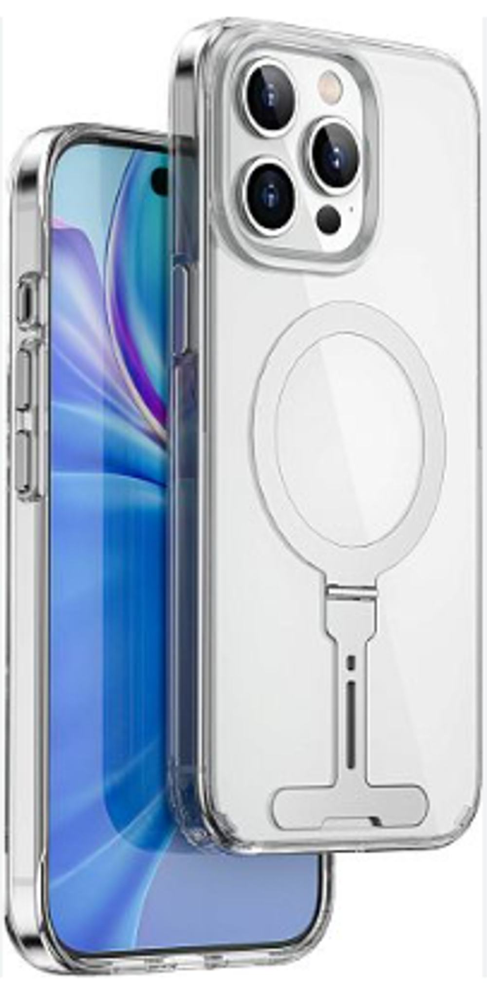Чехол-накладка Wiwu Magsafe (FYY-014) для Apple iPhone 15 пластиковый с подставкой (прозрачный)