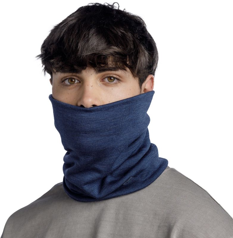 Теплый шерстяной шарф-труба Buff Merino Heavyweight Solid Night Blue Фото 2