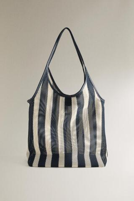 ZARA HOME ПОЛОСАТАЯ СУМКА-ШОППЕР, ДВУХЦВЕТНЫЙ