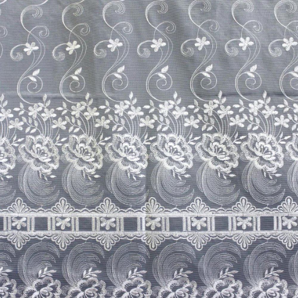 Полотно вышитое "ФМ. ЛЕНТОЧКА" рис. 6-13-04, ширина 3м, цвет белый, Россия.