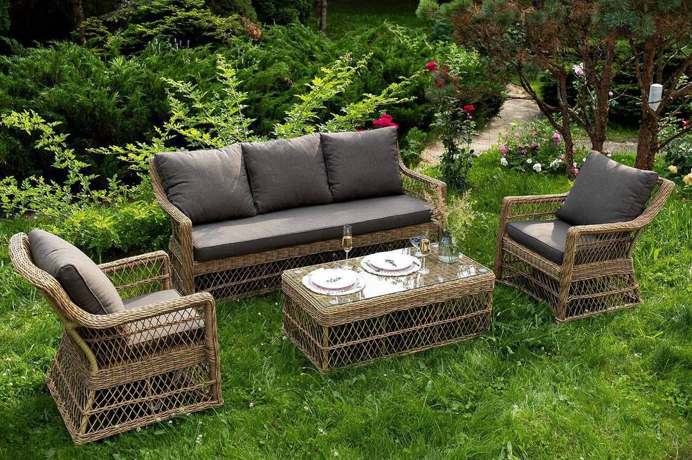 "Гранд Латте" лаунж-зона из искусственного ротанга, цвет соломенный