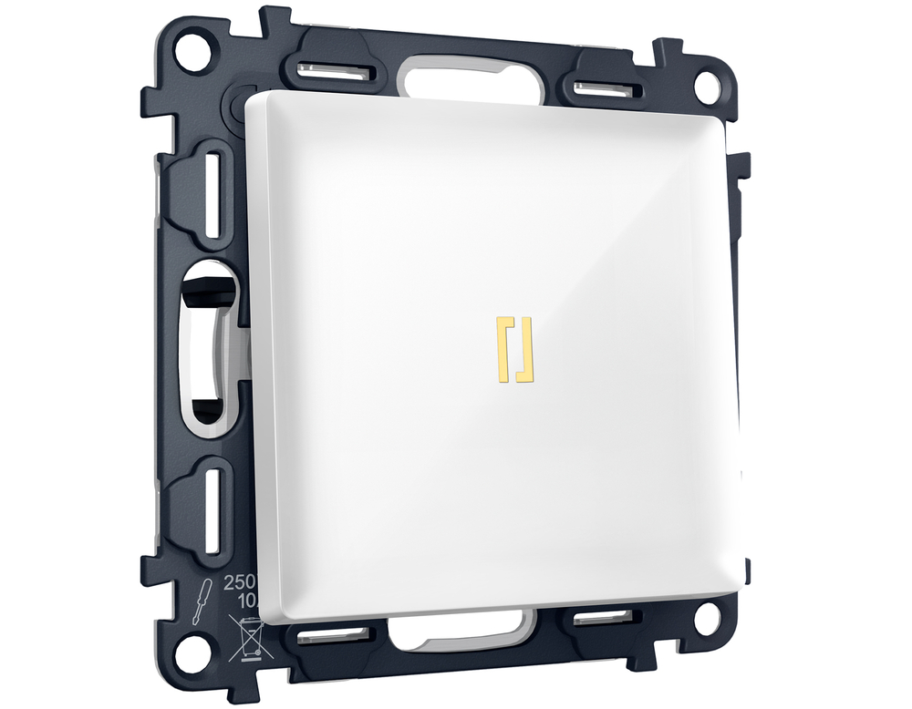 MA102010 Комплект механизма 1-кл выключателя с подсветкой 3200K ALFA Белый глянец QUANT (AP1020, VM101, G11Y)