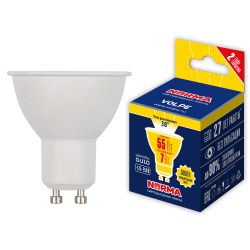 LED-JCDR-7W-3000K-GU10-38D-NR Лампа светодиодная. Форма JCDR. матовая. Серия Norma. Теплый белый свет 3000K. Угол свечения 38. Картон. ТМ Volpe