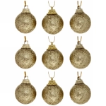 Новогодние шары 3 см (набор 9 шт) «Блестящее напыление», золото