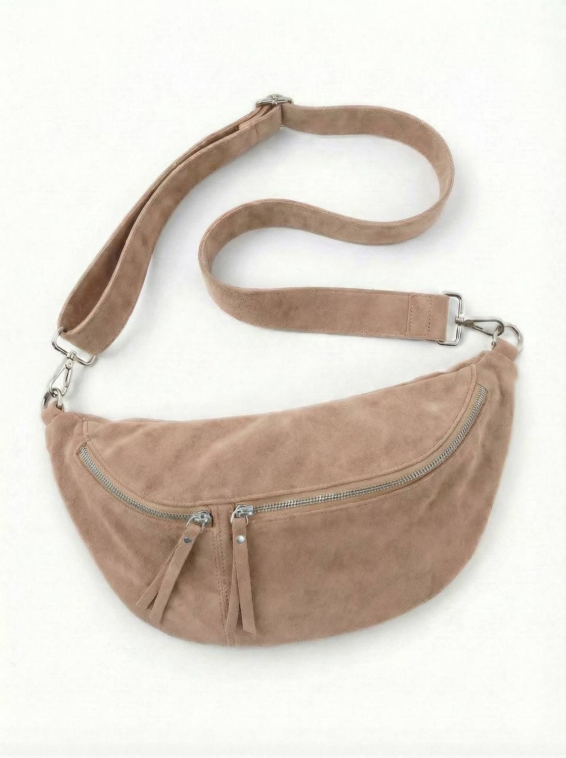 Banana bag, ballerina, NOVA suede silver (пудра)