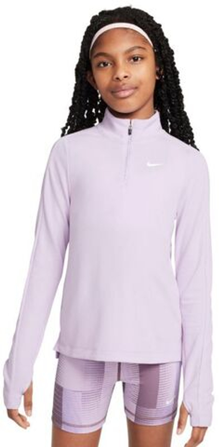 Футболка для девочки Nike Girls Dri-FIT Long-Sleeve 1/4-Zip Top - doll/white