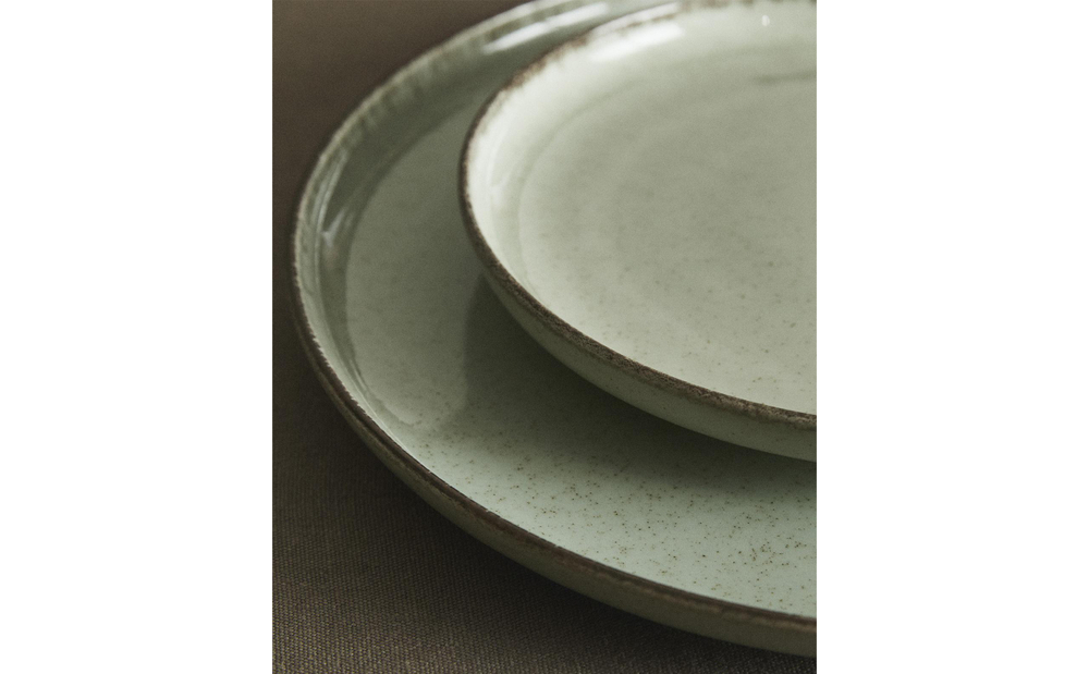 Zara Home набор столовой посуды из фарфора, цвет зелёный, 27 см