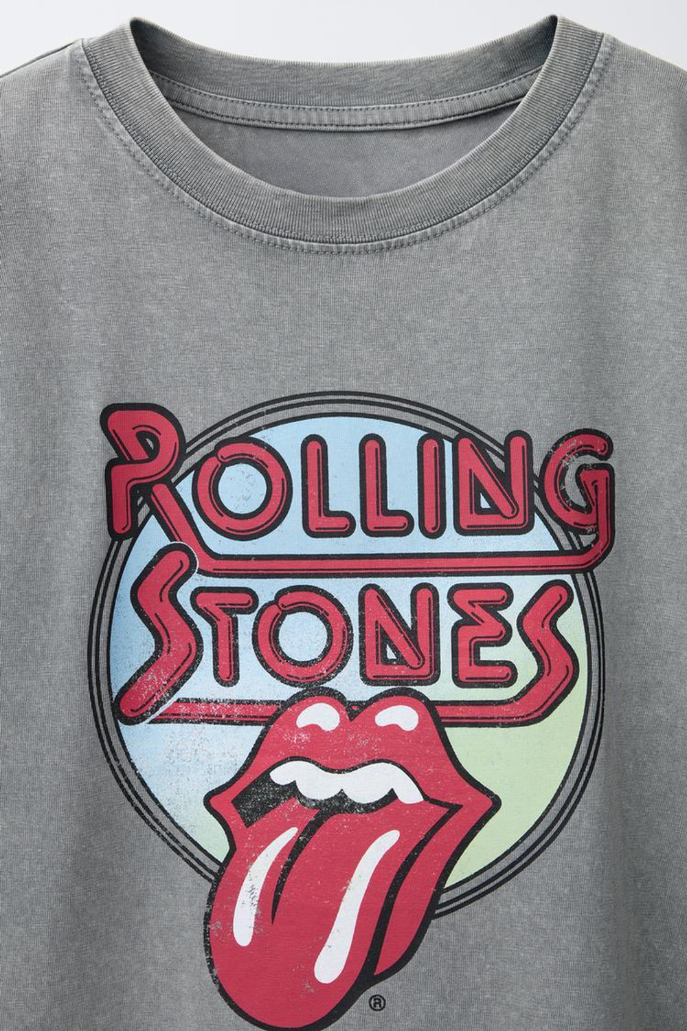 ZARA ФУТБОЛКА С ЭФФЕКТОМ СТИРКИ ROLLING STONES ©, АНТРАЦИТОВО-СЕРЫЙ