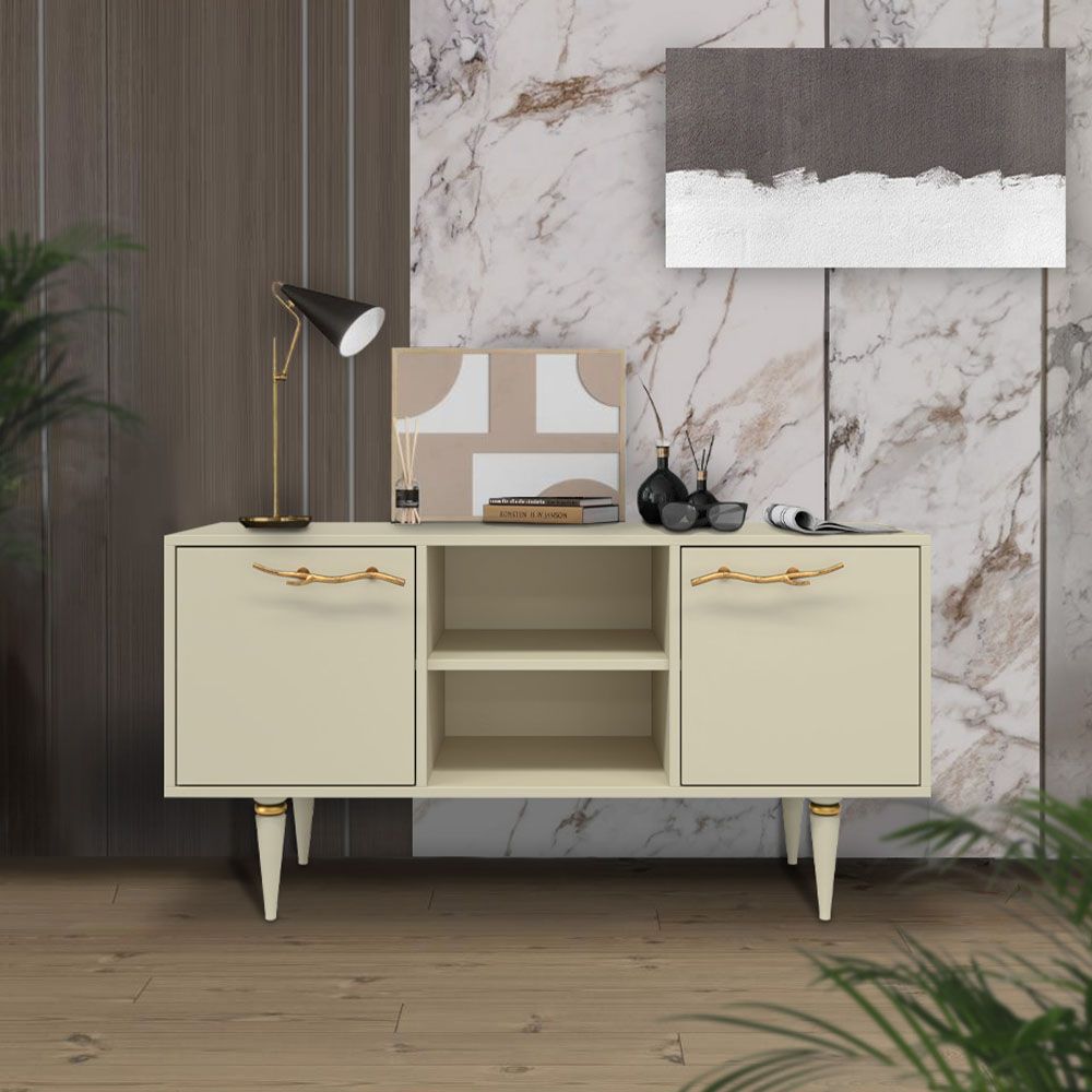 Тумба под ТВ Арт Колор matte 117см Классик Голд Серый шелк матовый