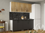 Кухня Грейс 1.8м (корпус белый/дуб канадский; карбон вулкан) 26мм кастилло темный