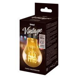 IL-V-A60-60-GOLDEN-E27 SW01 Лампа накаливания Vintage. Форма A. Форма нити SW. Картон. ТМ Uniel