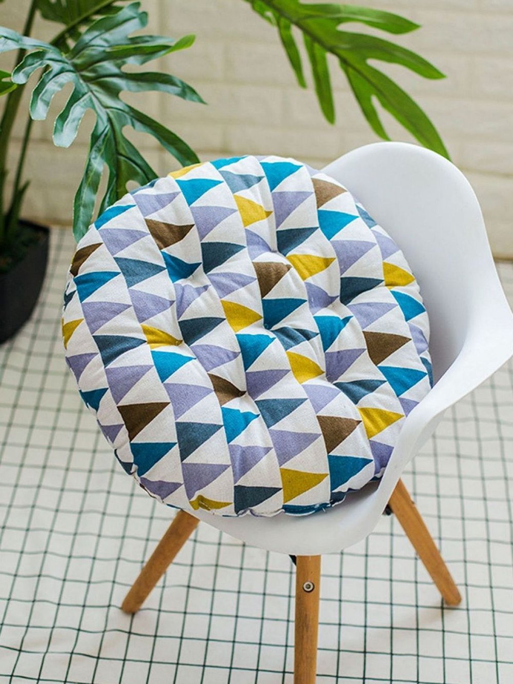Подушка на стул круглая диаметр 40 см треугольники (Т40-448)