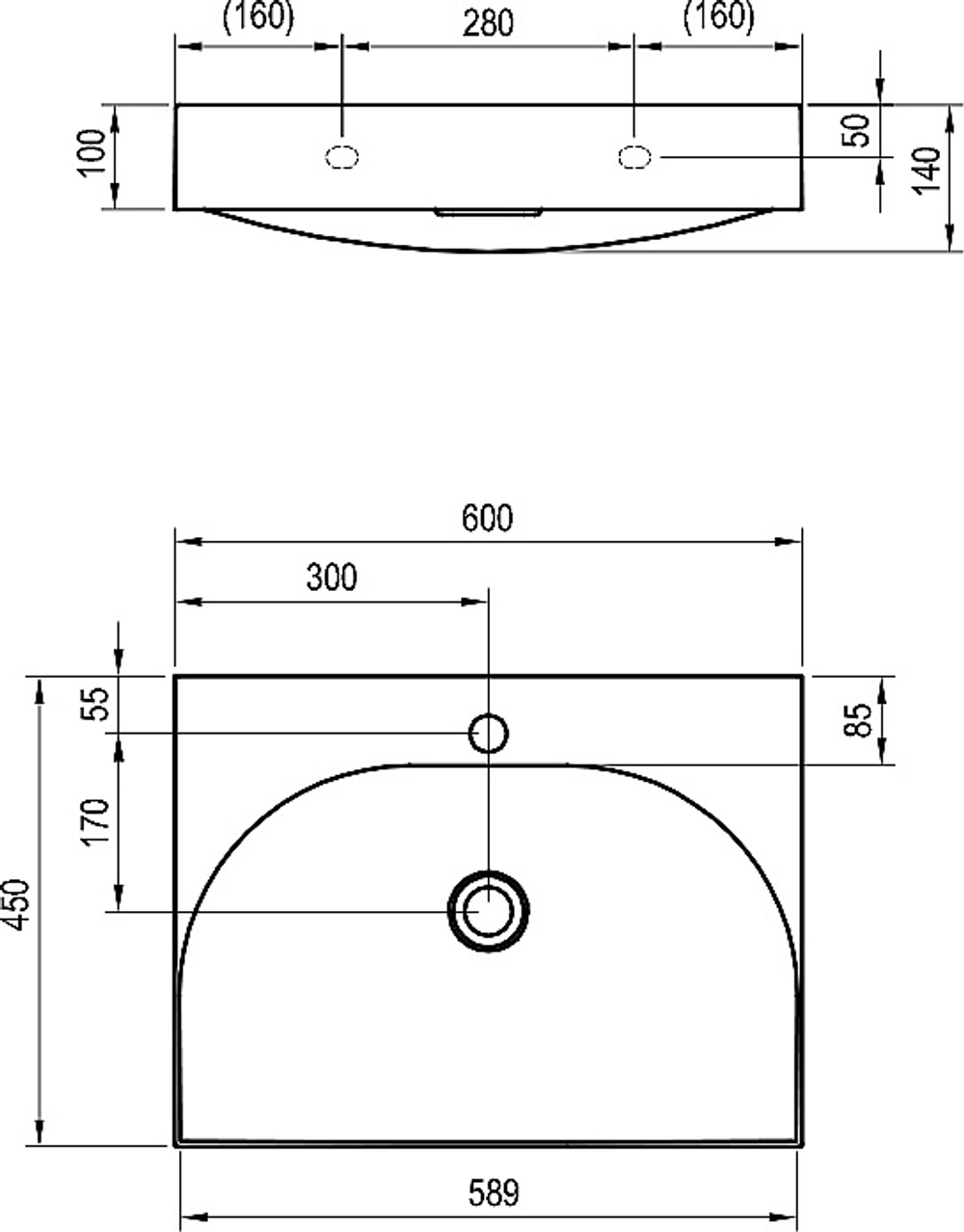 Раковина Ravak Lite XJX01260004 белый