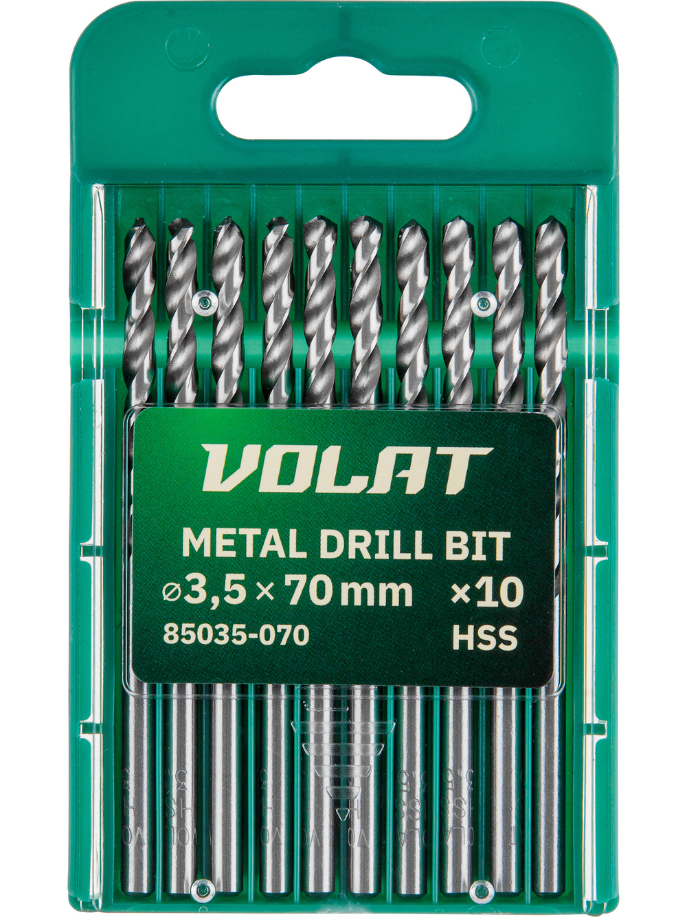 Сверло по металлу ц/х 3.5х39х70 мм HSS, комплект из 10-ти шт ВОЛАТ