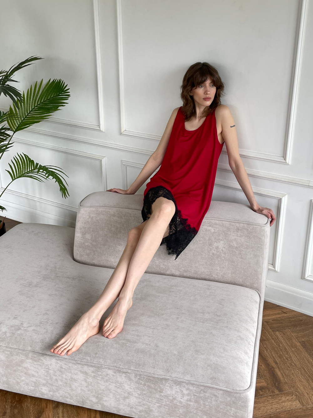 Ночная сорочка Ihomewear с кружевом Бордо