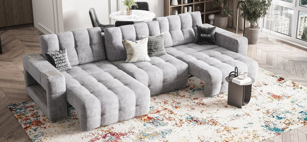 Диван BOSS.XO MAX Велюр Royal агат / WOOD Rock