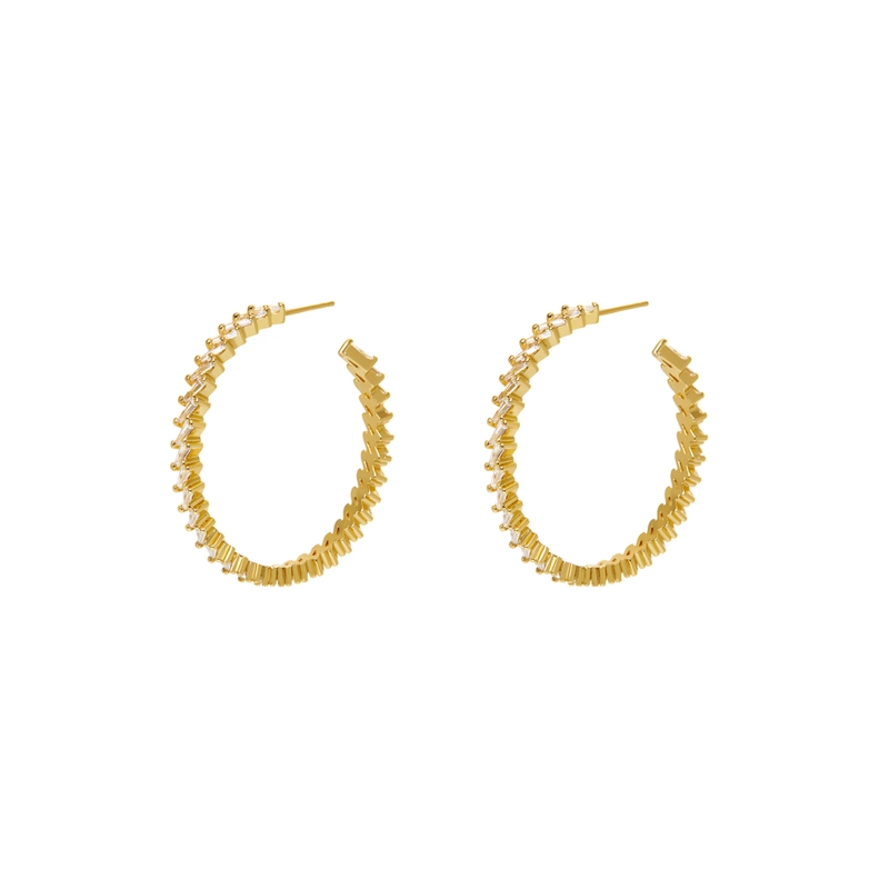 Серьги-кольца Золотые Кристальные