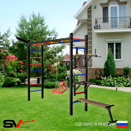 Уличная шведская стенка Sv Sport рукоход У5591 (Брусья/Стойка/Скамья/Со спинкой/Кронш бокс)