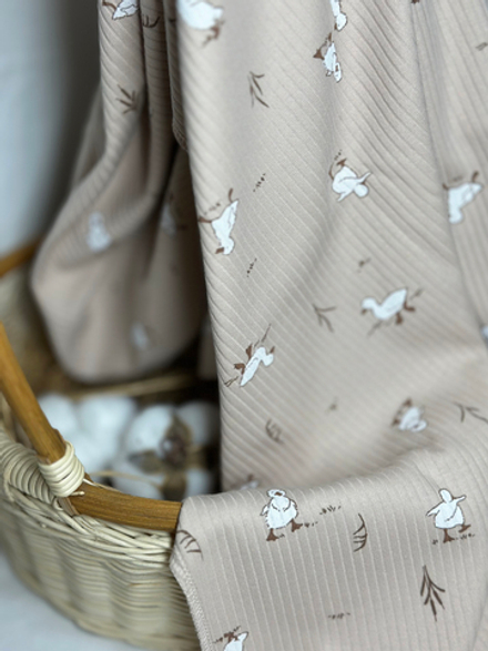 Пелёнка Утята Рубчик Светлый кофе 85*130 RinaAmari