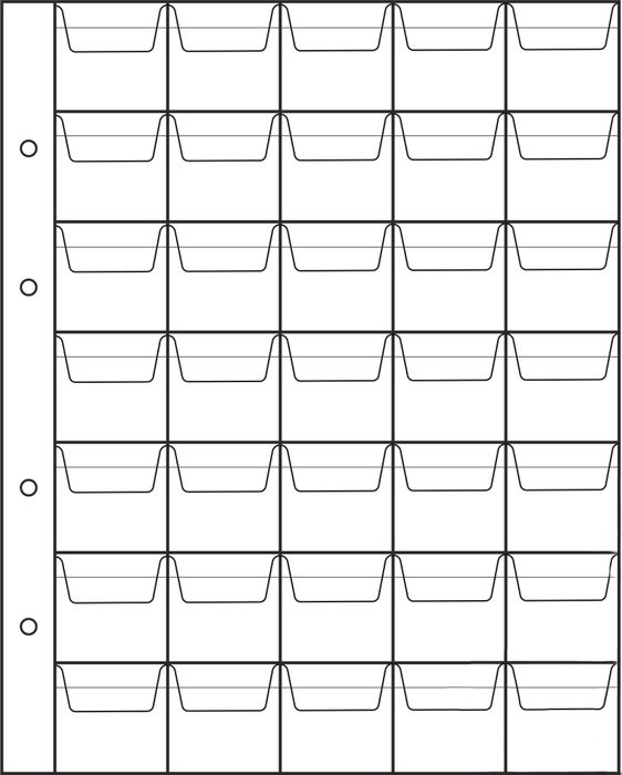 Лист для хранения монет на 35 ячеек (формат Optima) (200х250 мм)