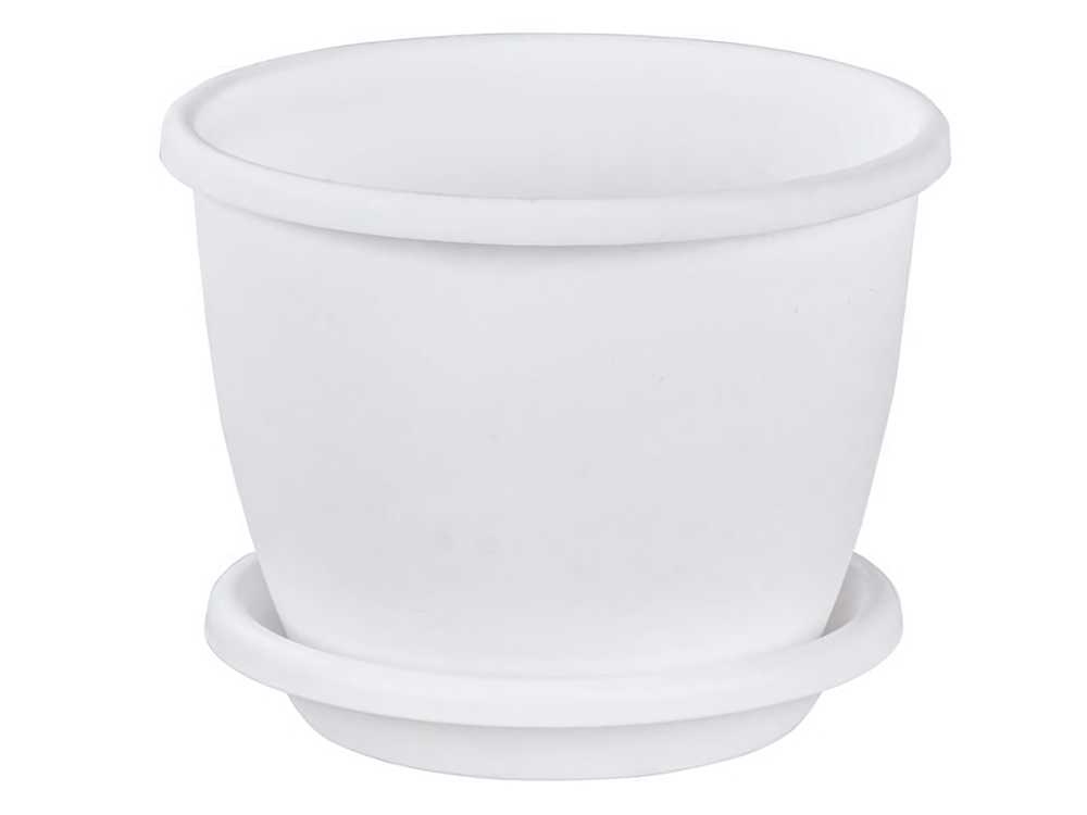 Горшок цветочный Афина 0,5л с поддоном, белый