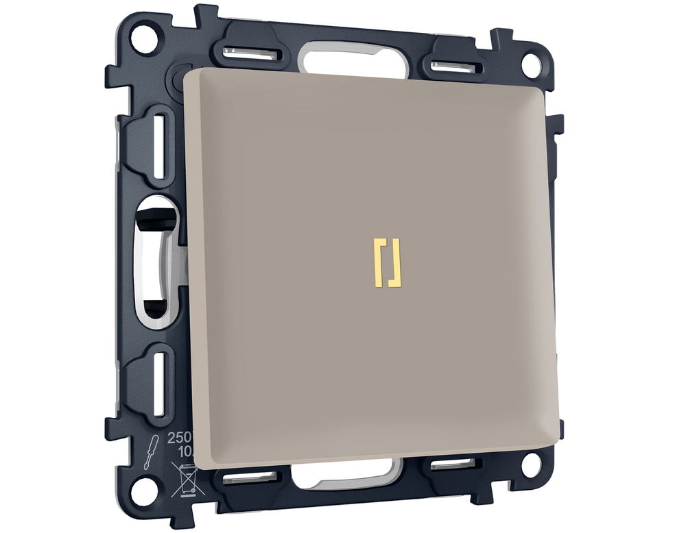 MA362050 Комплект механизма 1-кл выключателя с самовозвратом с подсветкой 3200K ALFA Серо-бежевый матовый QUANT (AP3610, VM113, G11Y)