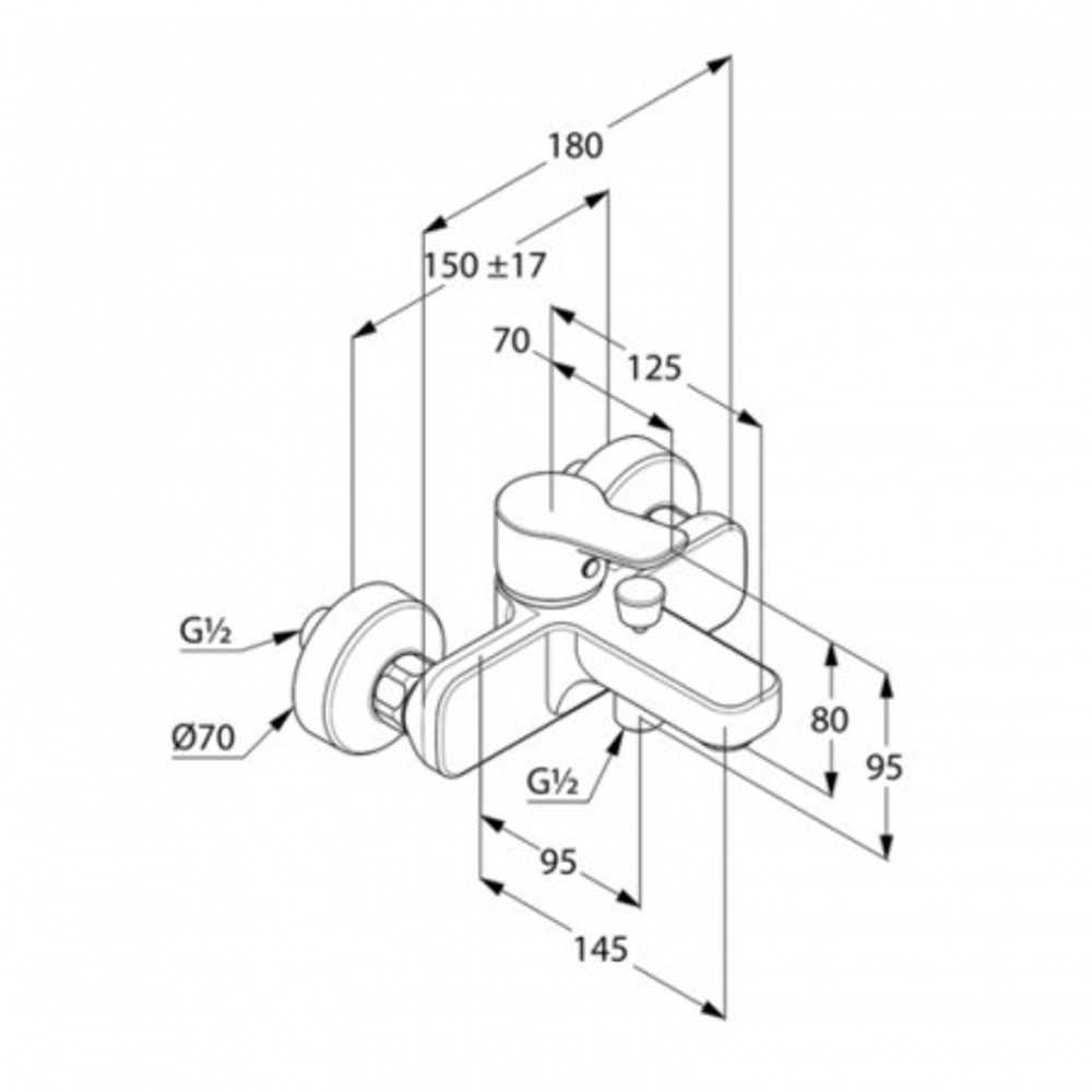 Смеситель для ванны и душа Kludi Pure&Easy однорычажный, белый (376819165)