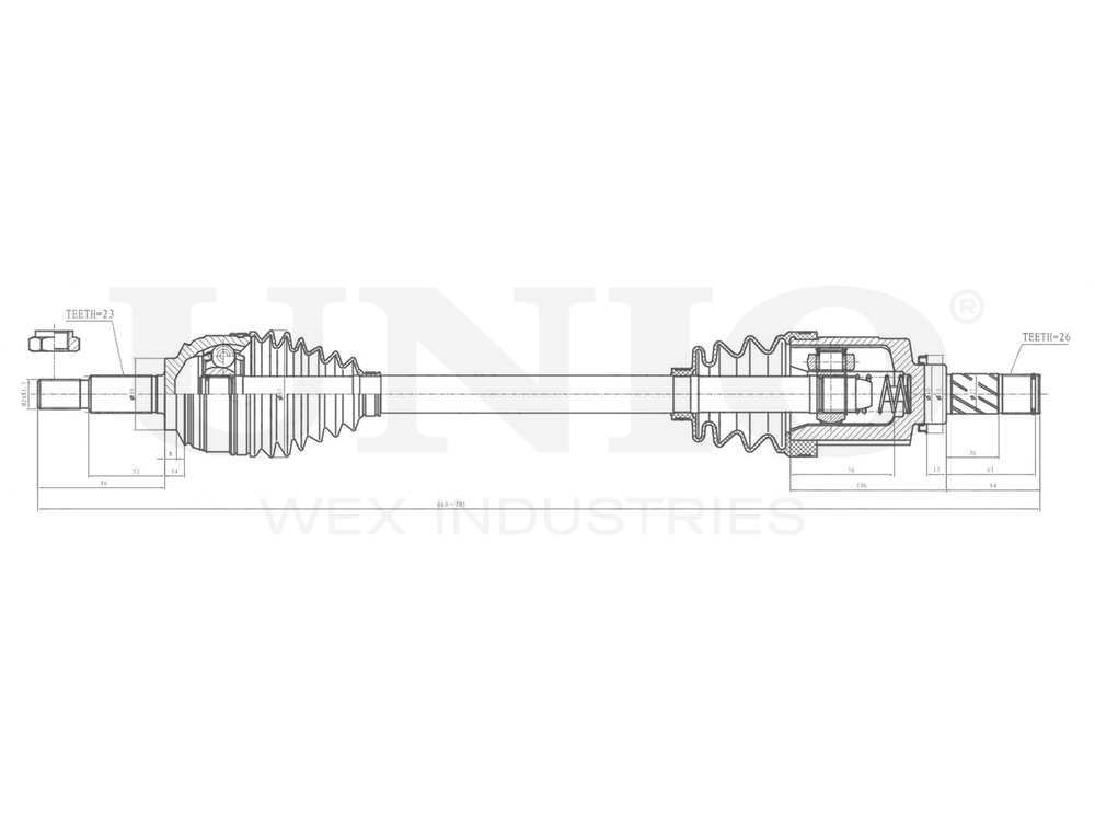 Привод в сборе передний левый UNIO CVJ-10072