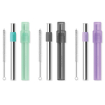 Соломинка из нержавеющей стали jumbo в футляре, мятная