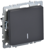 BRITE Выключатель 1-клавишный с индикацией 10А ВС10-1-1-БрГ графит IEK