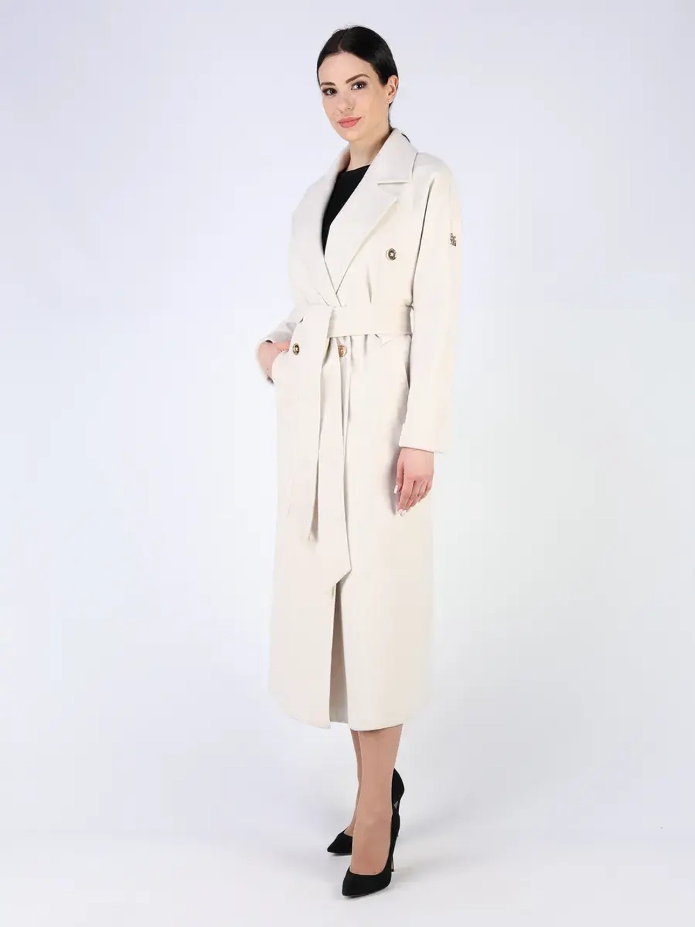 Пальто демисезонное длинное с поясом