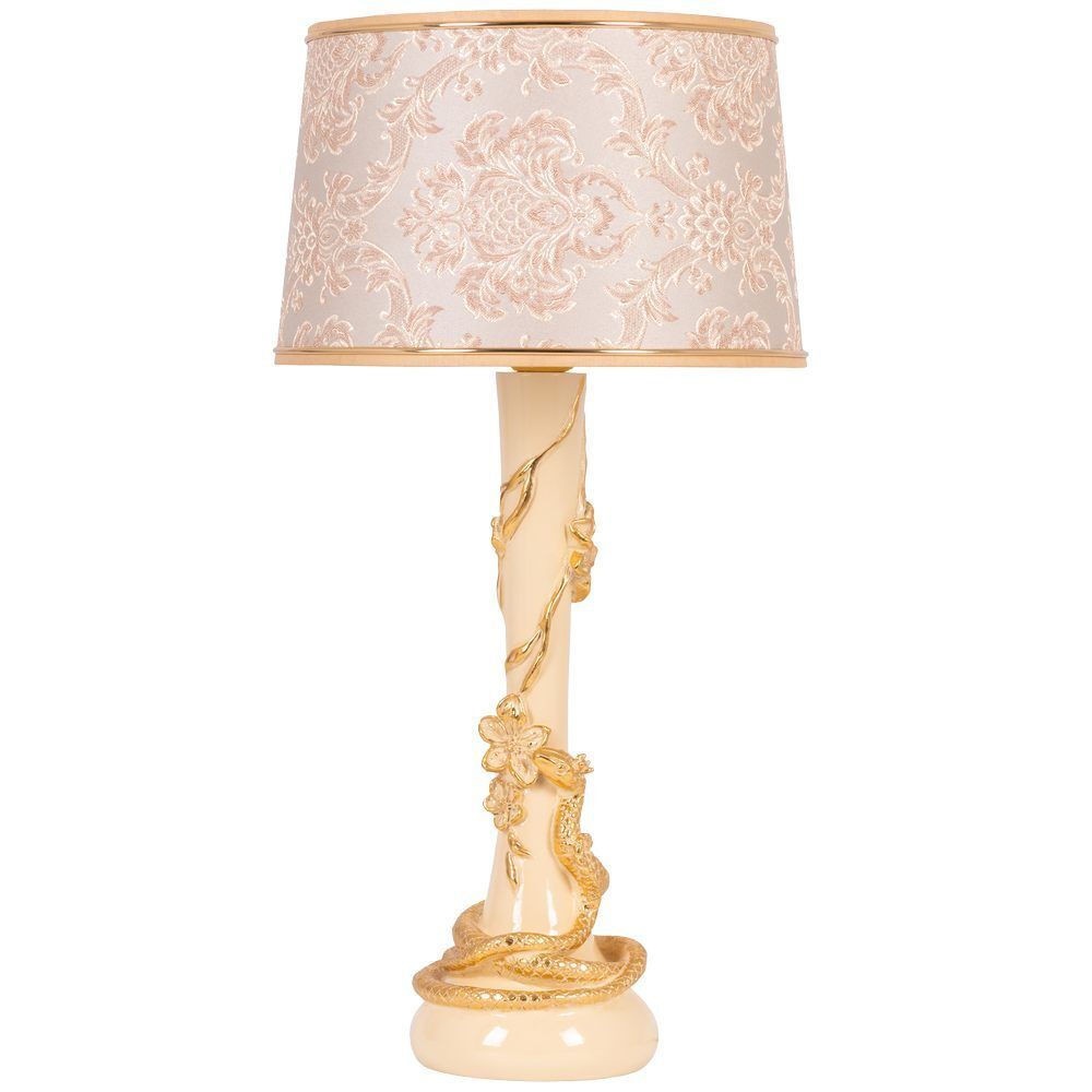 Настольная лампа Змея Катари Айвори с абажуром Тюссо Vatican (Ватикан) Крем