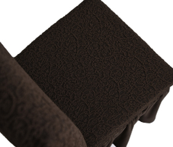 Чехол на стул с оборкой Жаккард, цвет Кофе, Набор 6 шт.