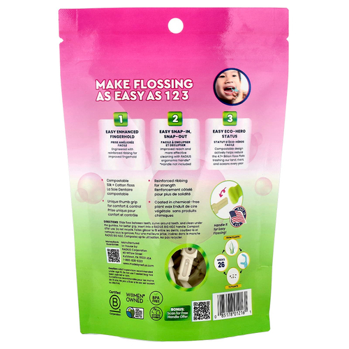 RADIUS, Kids, EcoFlex Floss, жевательная резинка, 50 зубочисток для компостирования