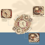 Настенные кварцевые часы с календарём Zodiac Wall Clock (Зодиак) от ROKR - Деревянный конструктор, сборная механическая модель, 3D пазл
