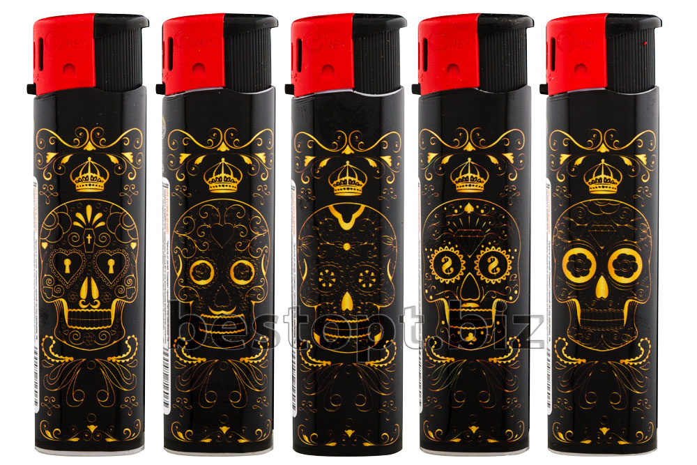 Пьезо зажигалки "Oney" PA-02(06) Золотой череп 50шт*20/1000