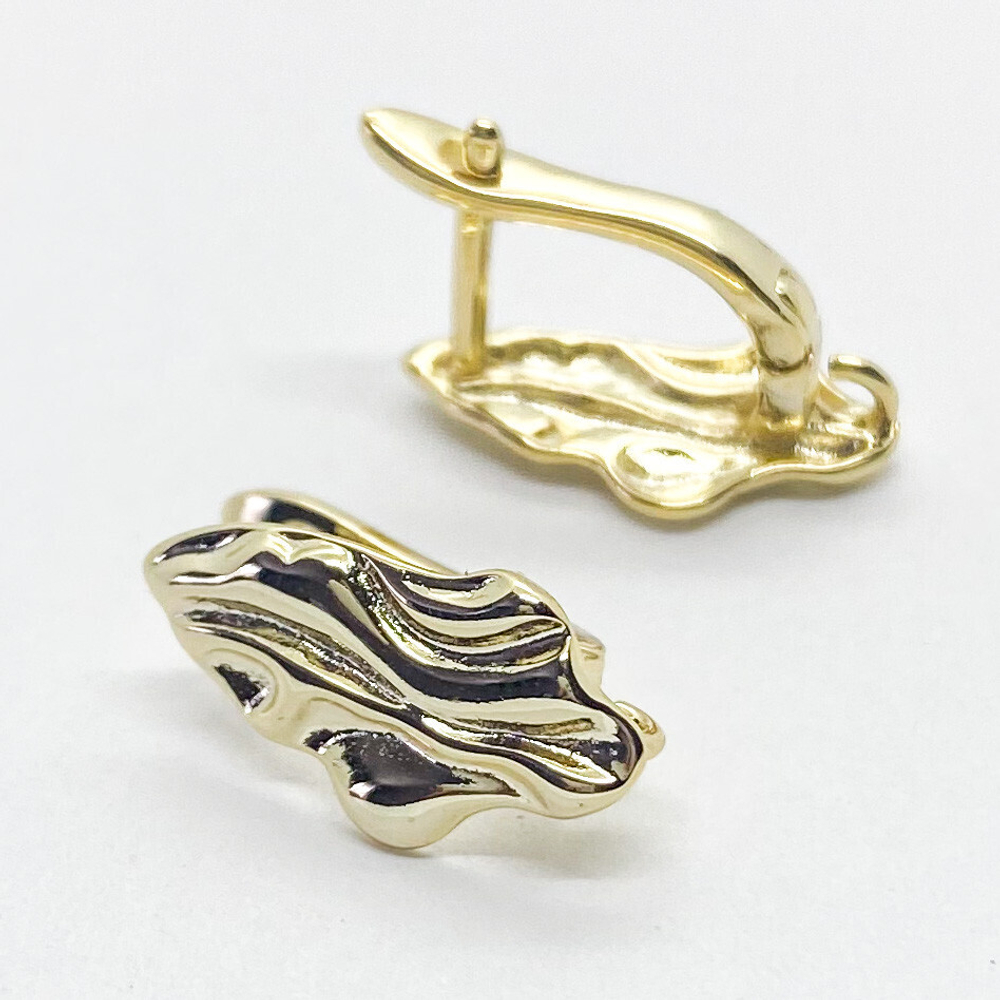 Ювелирные швензы Шелк с позолотой, размер 17*9 мм, цена за пару