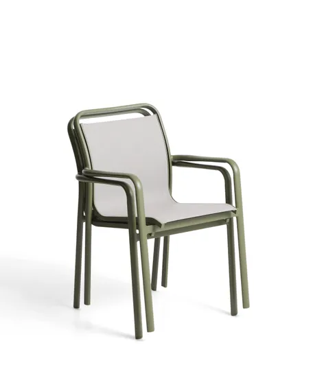 Уличный стул Luri из алюминия зеленого цвета и бежевого текстиля