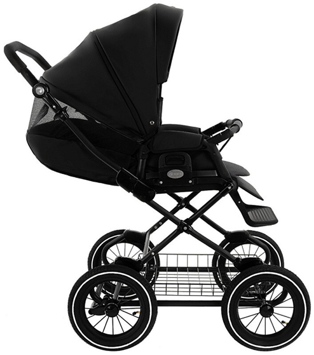 Детская коляска Roan Bass Next Classic Кожа d12 3 в 1 с автокреслом Elo Lux EduSky Grey RCL300/1 Black