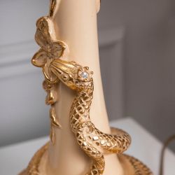 Настольная лампа Змея Катари Айвори с абажуром Тюссо Конфети Айвори