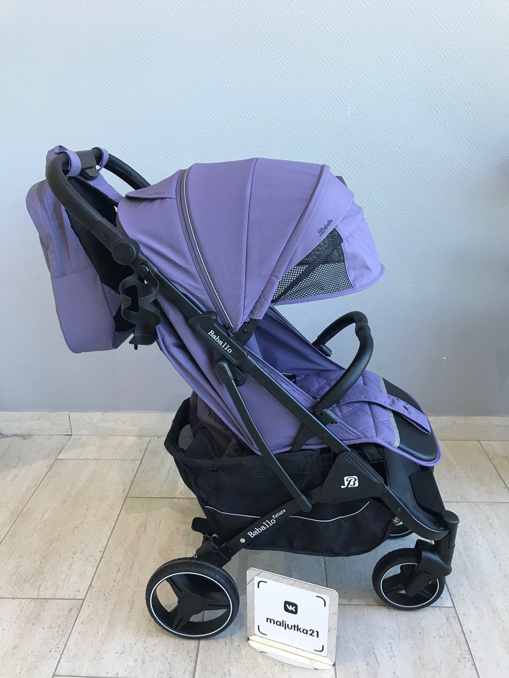 Коляска прогулочная Babalo 2024 Фиолетовый текстиль на черной раме